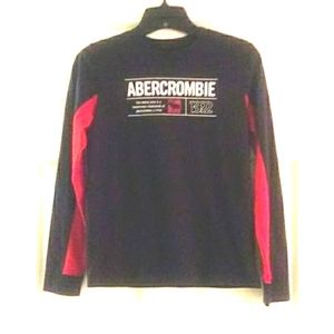 Abercrombie Kids Girls Long Sleeve T- Shirt Sz 11/12  Black, Red w White Print